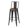 Retro Set of 4 High Foot Counter Bar Stools Wood&Metal Kitchen Breakfast Chairs