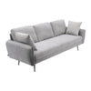 Grey Linen Fabric 3 Seater Sofa Couch Padded Settee w/ Pillows Metal Legs Lounge