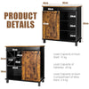 Industrial Storage Cabinet Freestanding Buffet Cabinet W/ Wine Rack Sliding Door