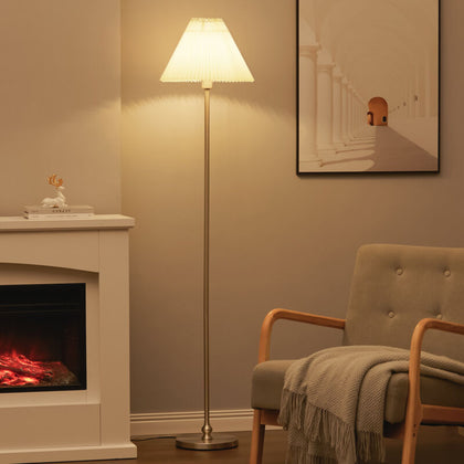 Modern Living Room Floor Lamp Foot Switch E27 Lampshade Base with Pleated Shade