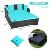 Rattan Garden Daybed Furniture Set Patio Sun Bed 2 Seater Lounger with Cushions