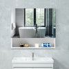 White Bathroom Mirror Cabinet Wall Mounted Storage LED Unit Corner Wooden Shelf