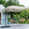 Garden Parasol Banana Cantilever Umbrella Crank Sun Shade Patio Outdoor W/ Base