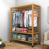 3 Layer Wooden Rail Clothes Hanging Coat Stand Shoe Rack Shelve Storage Wardrobe