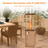 41,000 BTU Propane Patio Heater Rolling Glass Tube Standing Gas Heater w/ Cover