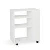 White Mobile Coffee Table Sofa Side End Storage Unit w/3 Shelves and Casters
