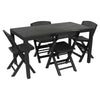 Plastic Rattan Patio Dining Table & Folding Chairs Outdoor Garden Furniture Sets