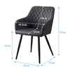 Set of 2 Dining Chairs Velvet Faux Leather Seat Modern Kitchen Chairs