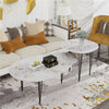 Stackable Nesting Table Set of 2 White Marble Look Sintered Stone Coffee Tables