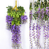 Artificial Faux Silk Wisteria Flowers Garland Ivy Plants Outdoor Hanging Decor