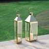 Stainless Steel Tall Glass Lanterns Floor Lantern Candle Tealight Holders Garden