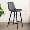 2 Pcs Grey Velvet Bar Stools Breakfast Stool Kitchen Pub Chairs 65 cm seat High