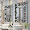 High-End Silver Wall Mirror Large Rectangle Vanity Mirror Side Hollow-out Deco