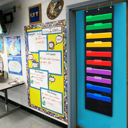 10 Pockets Wall Hanging File Folder Storage Paper Holder Organizer Office School