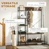 Industrial Coat Rack Stand Hall Tree with 2-Tier Shoe Rack 5-Tier Side Shelves