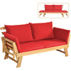 Outdoor Daybed Patio Convertible Couch Sofa Bed Wood Folding Chaise Lounge Bench