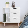 Bedside Table Cabinet Small Side End Table Nightstand 3 Drawers Storage Organize