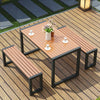 Outdoor Plastic Wood table Table & Chair Sets Yard Garden Armchair Table Set