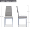 2x Grey Faux Leather High Back Dining Chairs Metal Legs Padded Seat Dining Room