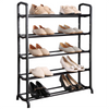 5 Tier Matte Black Shoe Rack Hallway and Cloakroom Sturdy Design Space Saving