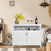 Wooden Floor Cabinet Freestanding Storage Cupboard w/2 Doors & Adjustable Shelf