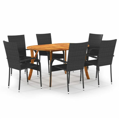 7 Piece Garden Dining Set Black X1P0