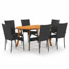 7 Piece Garden Dining Set Black X1P0