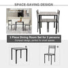 3 Pieces Compact Dining Table 2 Chairs Set Wooden Metal Frame Breakfast Kitchen