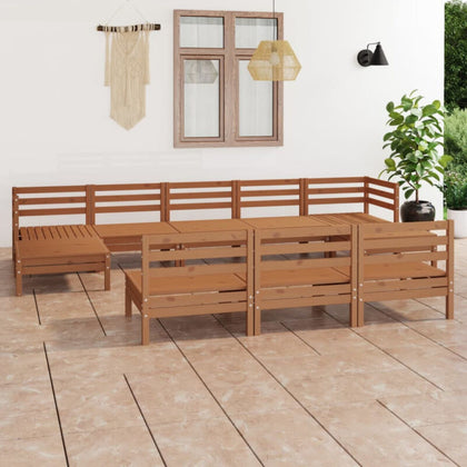 10 Piece Garden Set Honey Brown Solid Pinewood N5D1