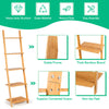 5-Tier Bamboo Ladder Shelf Space-saving Wall Mount Ladder Bookcase Display Rack