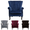Velvet Fabric Armchair Lounge Tub Chair Queen Anne Fireside Sofa Oyster Wingback