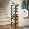 7 Tier Shoe Rack Vertical Tall Storage Shelf Unit Cabinet Organizer Rustic Brown