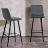 2X Grey Velvet Bar Stools Breakfast Stool Kitchen Pub Chair Metal Leg Modern