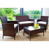RATTAN GARDEN FURNITURE SET 4 PIECE CHAIRS SOFA TABLE OUTDOOR PATIO SET