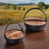 Cast Iron Stewpot Camping Outdoor Hanging Cooking Pot Campfire Cookware With Lid