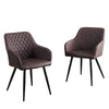 Set of 2 Faux Leather Dining Chairs with Padded Seat Kitchen Room Lounge Brown