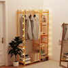 Bamboo Garment Rack Large Clothes Rail Rack with Shelves Wardrobe for Guest Room