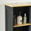 Tall Bathroom Cabinet | Black Wooden Tallboy Storage Cupboard w/ Shelves