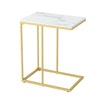 Real Marble Side End Table Golden Frame Nightstand Storage for Artworks Bonsai