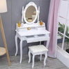 Medieval European Dressing Table with Hollywood LED Lights Mirror Makeup Cabinet