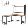 Industrial Corner Computer Desk w/ 2-Tier Bookcase for Home Office Study Writing