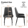 2pcs Faux Leather Cushioned Dining Chairs Set Metal legs Restaurant Chair Grey