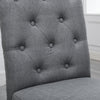 2x Grey Button Tufted High Back Dining Chairs Fabric Upholstered Room Kitchen