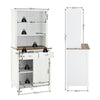 Kitchen Buffet Freestanding Kitchen Pantry Storage Cabinet w/ Hutch Sliding Door