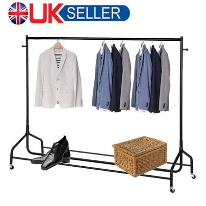 6ft Heavy Duty Clothes Rail Display Garment Rack Dress Hanging Shoes Shelf Stand