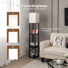 Modern Floor Lamp Bedroom Standing Shelf Light w/ USB Port & 3 Storage Shelves