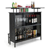 4-Tier Home Bar Table Industrial Metal Wine Bar Cabinet w/ 2 Storage Shelves