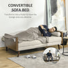 3-Seater Sofa Bed Click-Clack Button-Tufted Settee Recliner Couch Beige