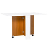 Folding Dining Table Mobile Writing Desk Workstation w, Casters Teak Colour