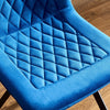 4Pcs Velvet Dining Chairs Metal Leg Padded Dining Room Kitchen Office Blue Color